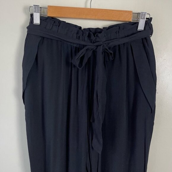 Womens Anthropologie Cartonnier Black Paperbag Tapered Leg Crepe Pants pockets - Picture 5 of 13